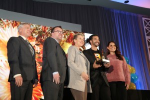 Members of Laveen School accept the Golden Bell Award